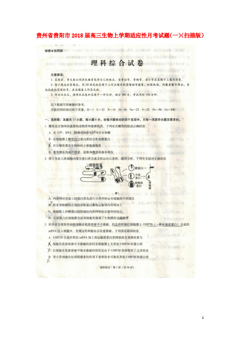 贵州省贵阳市高三生物上学期适应性月考试题(一)(扫描版)