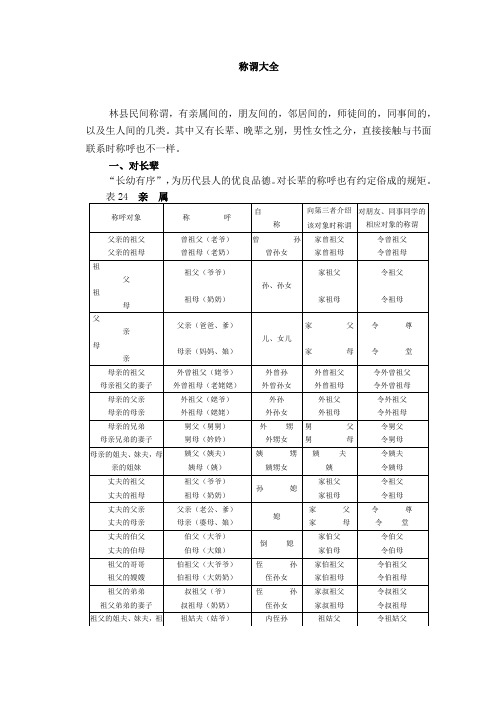 称谓(称呼)大全