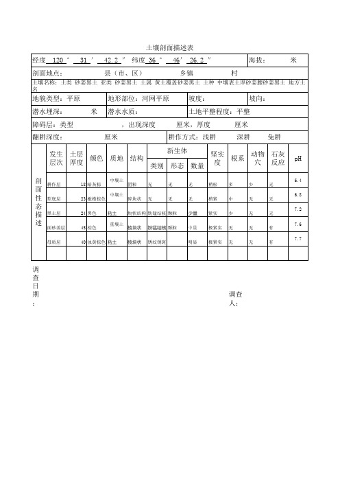 土壤剖面描述表