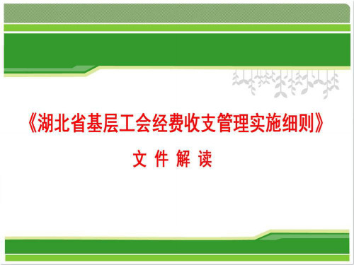 《湖北省基层工会经费收支管理实施细则》文件解读