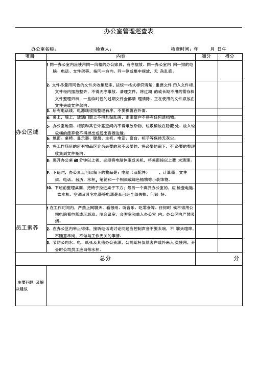 办公室管理检查表