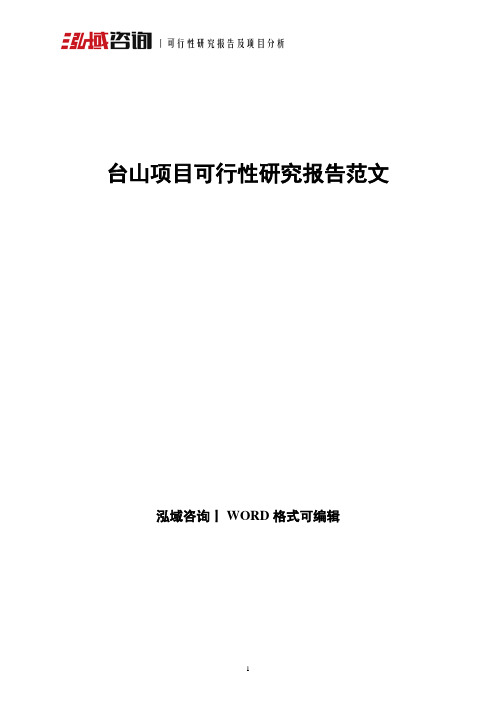 台山项目可行性研究报告范文