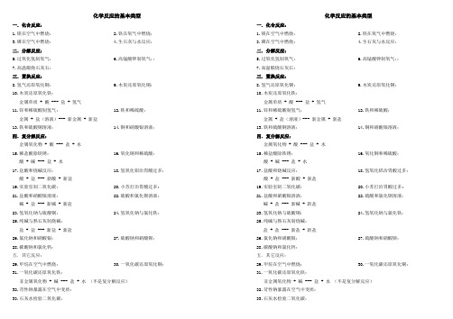 化学反应的基本类型