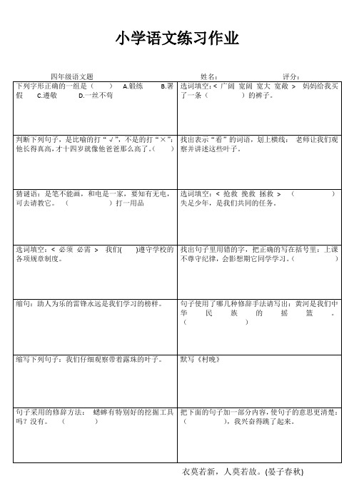 小学四年级语文提优训练VI (24)