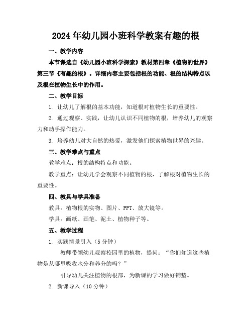 2024年幼儿园小班科学教案有趣的根