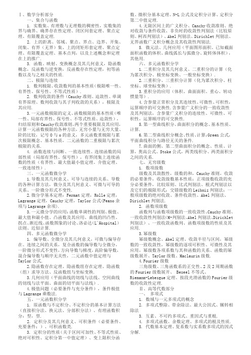 全国大学生数学竞赛(数学类)竞赛大纲