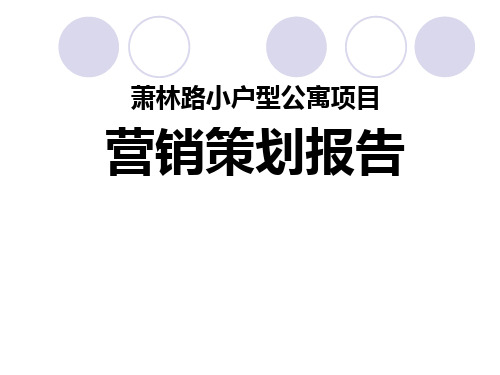 江苏昆山城北萧林路小户型公寓项目营销策划报告