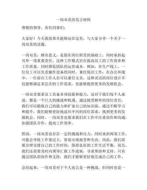 一岗双责的发言材料