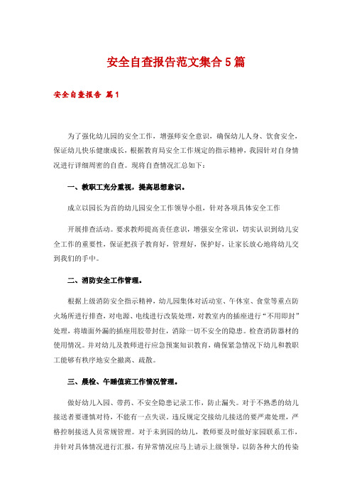 安全自查报告范文集合5篇