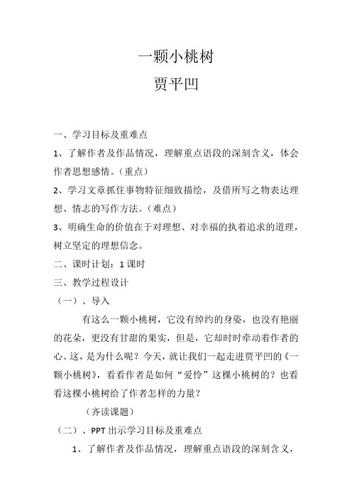 一颗小桃树教案公开课