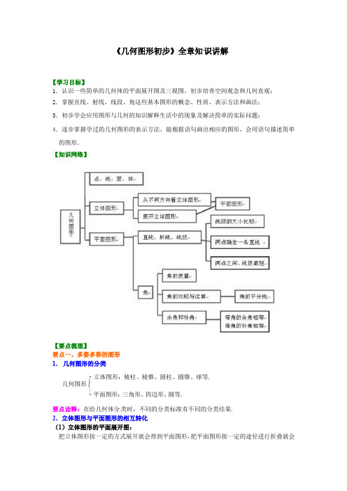 七年级数学上册  第四章  《几何图形初步》知识讲解