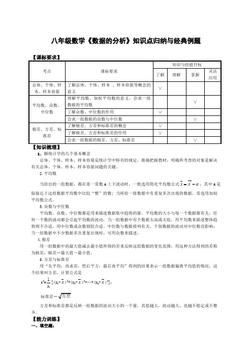 八年级数学《数据的分析》知识点归纳与经典例题