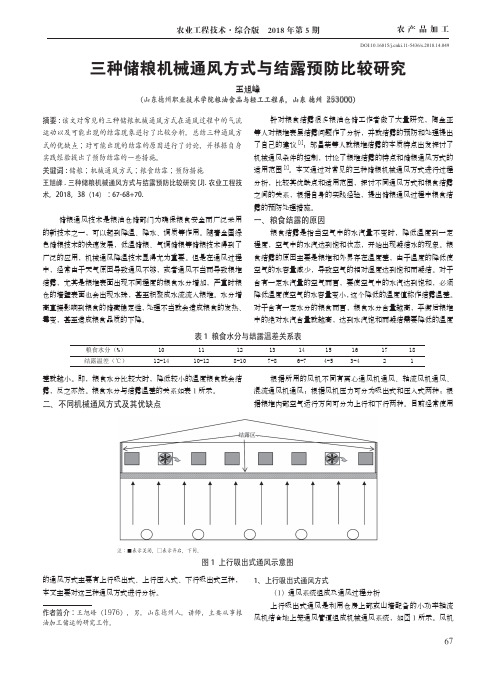 三种储粮机械通风方式与结露预防比较研究