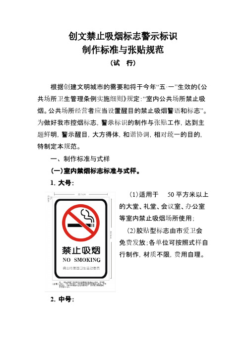 创文禁止吸烟标记警示标识制作标准与张贴规范