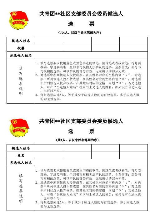 共青团支部委员会选票