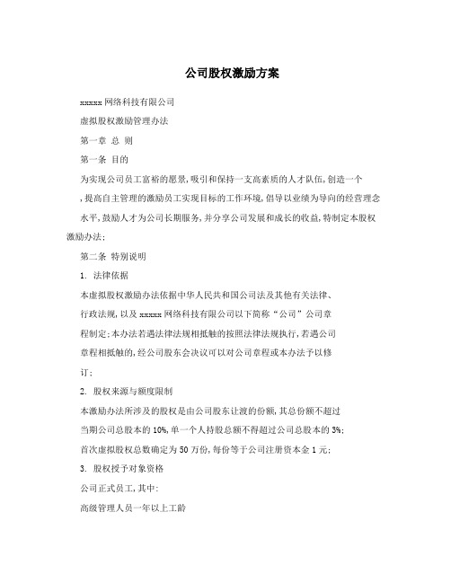 公司股权激励方案