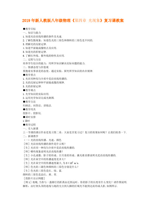 新人教版八级物理《第四章-光现象》复习课教案