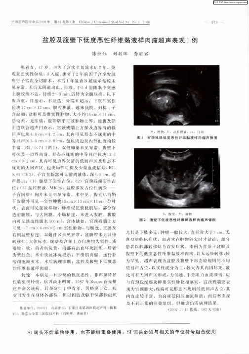 盆腔及腹壁下低度恶性纤维黏液样肉瘤超声表现1例