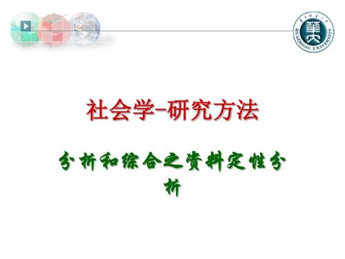 社会学研究方法课件-分析和综合之资料定性分析