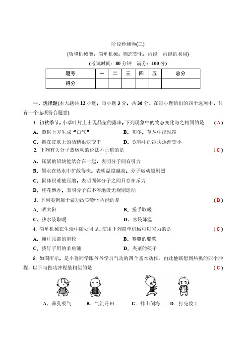 2020-2021年中考物理 阶段检测卷(三)