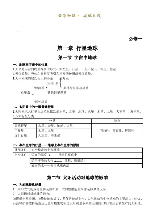 高中地理必修一知识点总结(全)