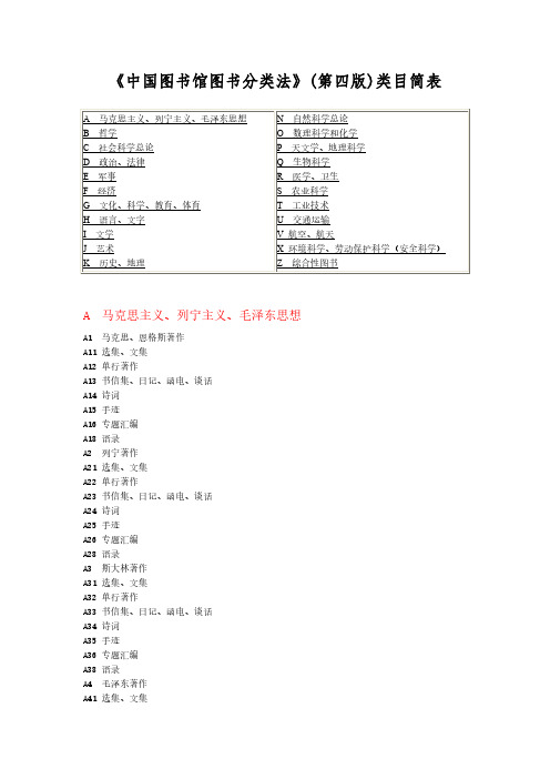 《中国图书馆图书分类法》(第四版)类目简表