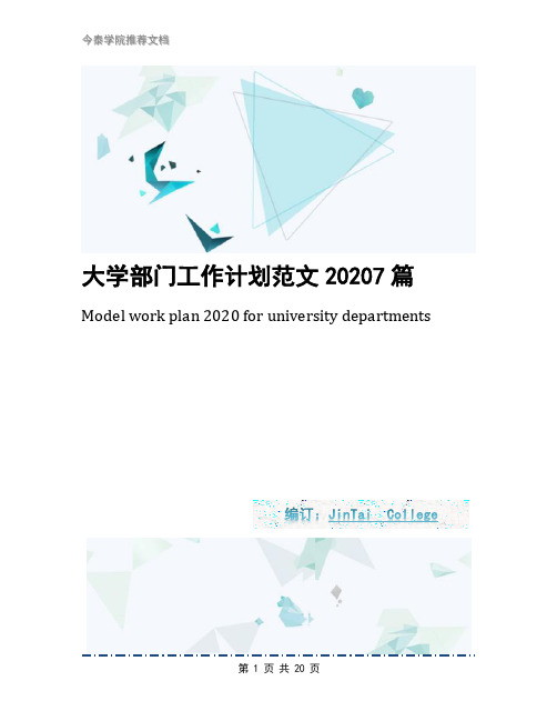 大学部门工作计划范文20207篇