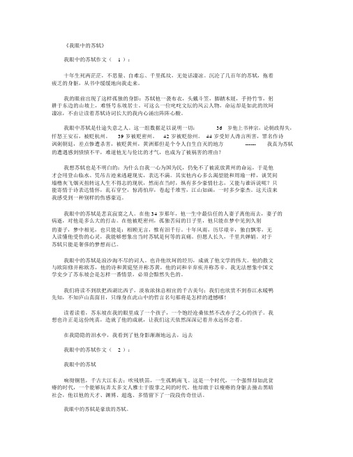 我眼中的苏轼10篇_作文