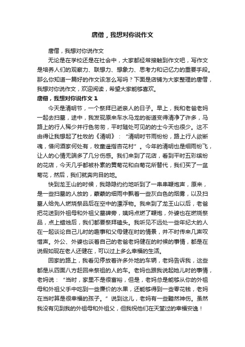 唐僧，我想对你说作文