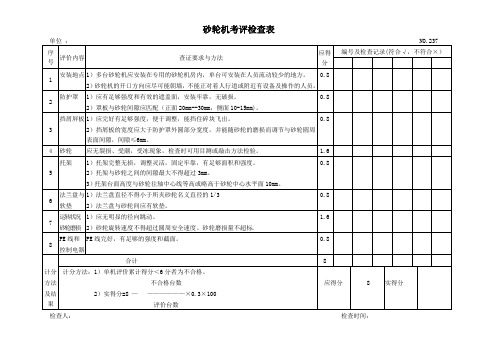 砂轮机考评检查表