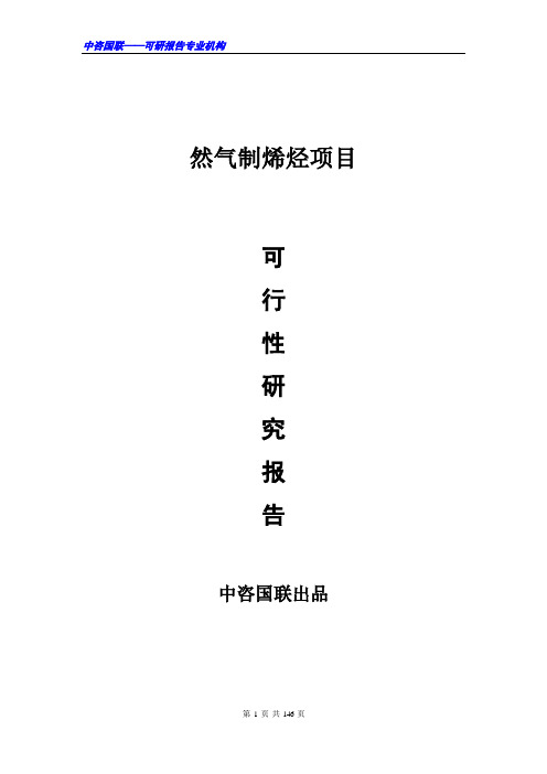 然气制烯烃项目可行性研究报告范文
