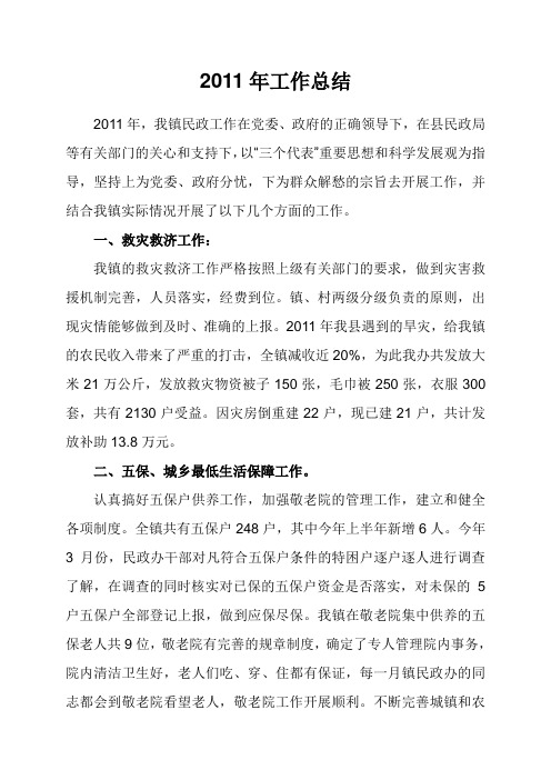 2011年民政工作总结