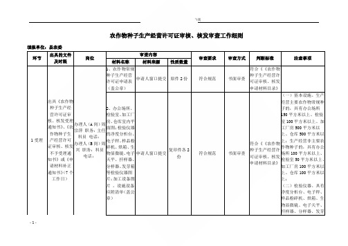 农作物种子生产经营许可证审核核发审查工作细则