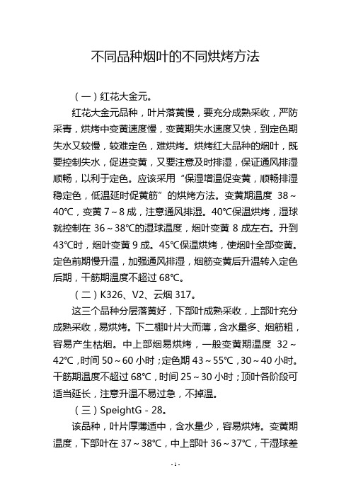 不同品种烟叶的不同烘烤方法