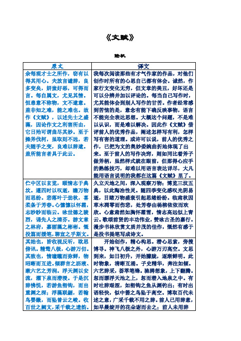 陆机《文赋》原文与译文