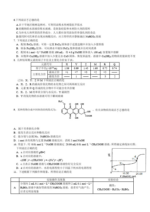 2014年海淀零模化学试题