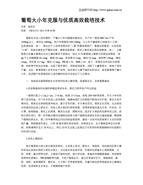 葡萄大小年克服与优质高效栽培技术