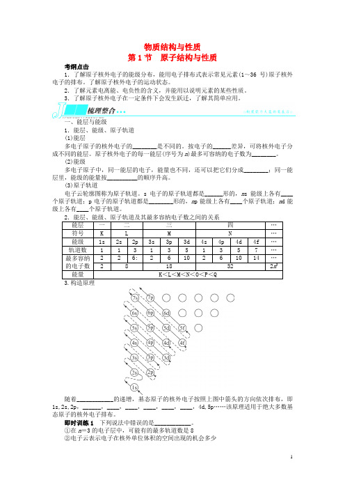 高考化学一轮复习 物质结构与性质第1节原子结构与性质