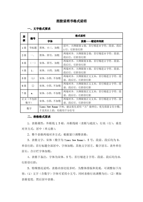 招股说明书格式说明