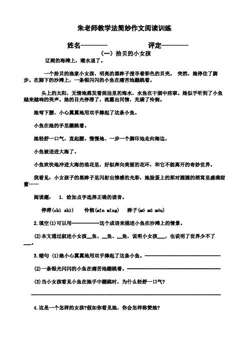 朱老师教学法简妙作文阅读训练