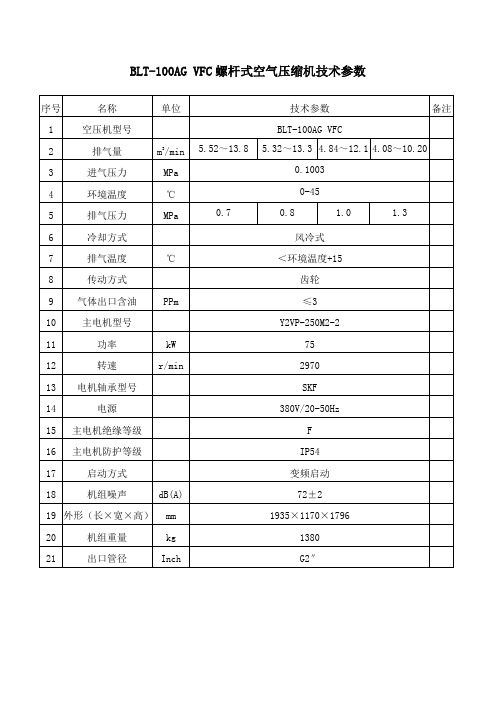 100AG VFC技术参数