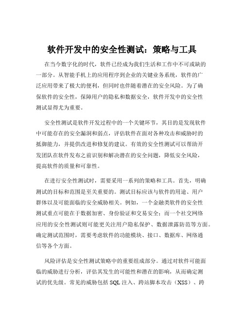 软件开发中的安全性测试：策略与工具