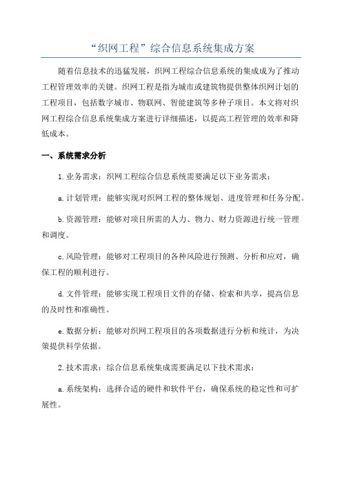 “织网工程”综合信息系统集成方案