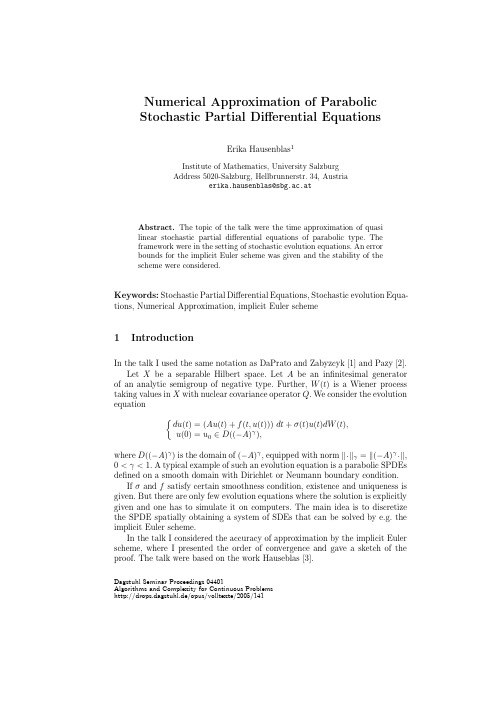 Numerical Approximation, implicit Euler scheme