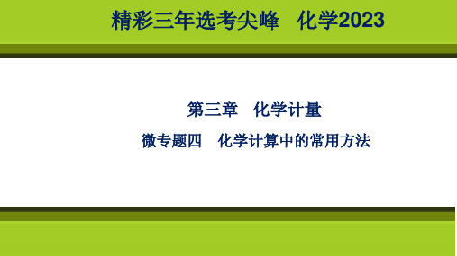 2023届一轮复习：微专题4化学计算中的常用方法