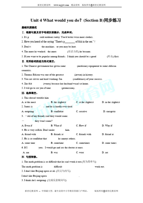 unit 4 what would you do课时练3-4(人教新目标九年级)