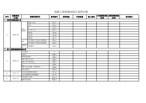 线路工程检测试验计划和台账