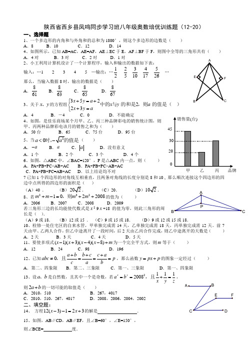 陕西省西乡县凤鸣同步学习班八年级奥数培优训练题