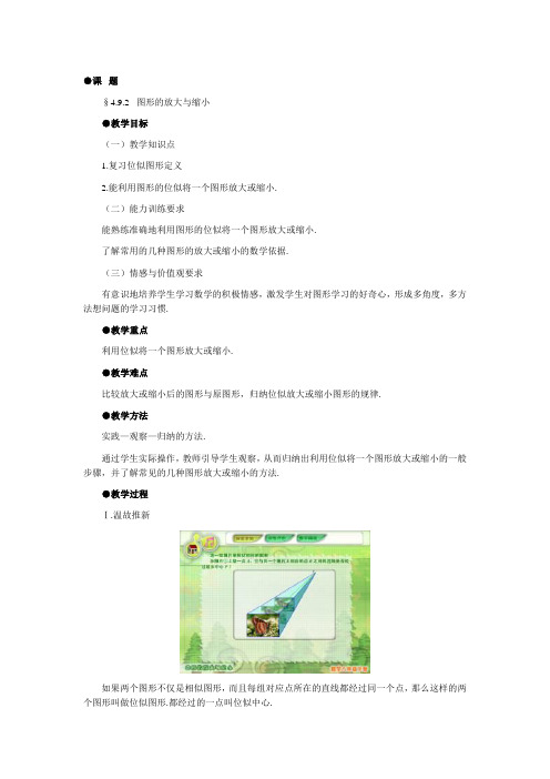 北师大课标版八年级数学下册教案4.9-图形的放大与缩小