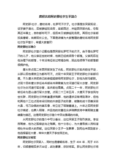 唐初名将阿史那社尔生平简介